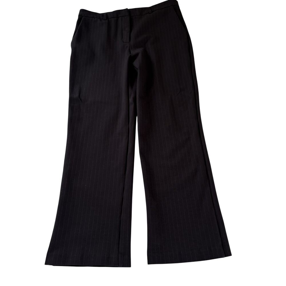 Rachel Zoe Dress Pants Women Size 12 Black Pinstripe Straight Leg High Rise